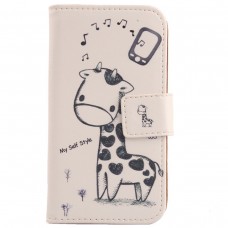 Cubot S308 - PU Leather Flip Stand Protective Phone Cover Case - White Case with Giraffe